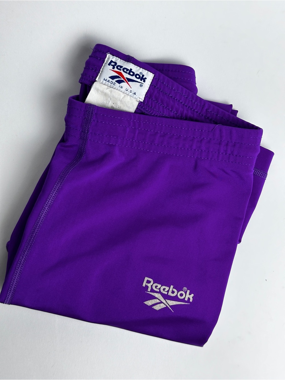 Vintage Reebok Made in USA Purple Stirrup Leggings Nylon Lycra Women’s